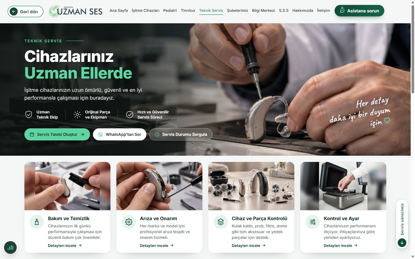 Web Sitesi: Teknik servis